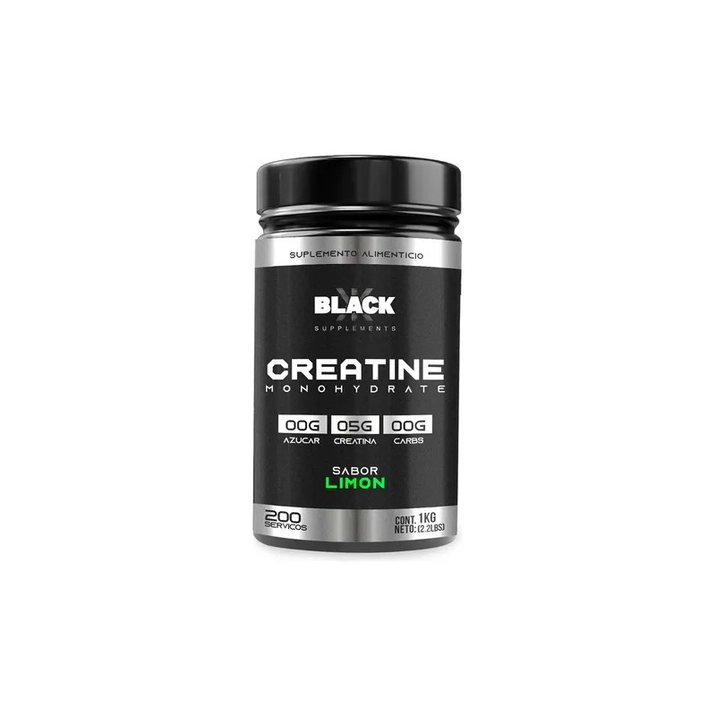 Black Supplements Creatina Monohidratada 1kg 200 Servicios