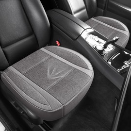 Joy Forserve Linen Front Car Seat Cover,Breathable Bottom,Anti-Slip & Sweat-Absorbent Carseat Protector Universal Fit Most of the Vehicles,SUVs,Truck,Cars and Sedans (Gray,2Pcs)