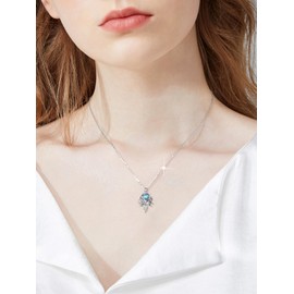 Dorunmo 925 Sterling Silver Fox Pendant Necklace with Aquamarine March Birthstone Jewelry Gift for Women