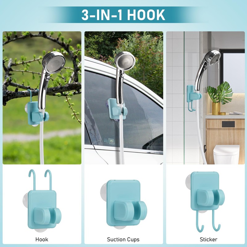 Thallike Portable Hot Shower for Camping, 1000W Immersion Heated, Rechargeable
