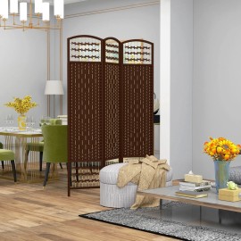 HOMCOM Panel Room Divider, 5.6 Ft Tall Folding Privacy Screen, Wave Fiber