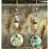 Bronze and Turquoise Czech Dangle Earrings. Jewelry Earrings for Women