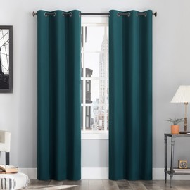 Sun Zero Cyrus 2-Pack Thermal Total Blackout Grommet Curtain Panel Pair, 40" x 84", Teal
