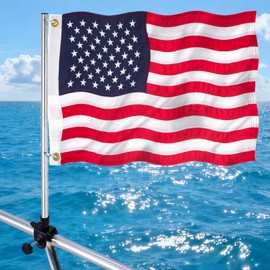 FLAGMESAGE Boat Flags Marine 16 x 24, American Flag Pole Kit Stainless