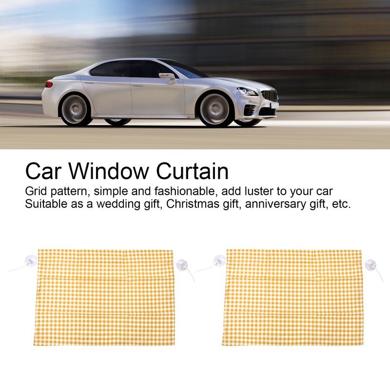 2Pcs Grid Design Anti Ultraviolet Car Curtain Side Car Window
