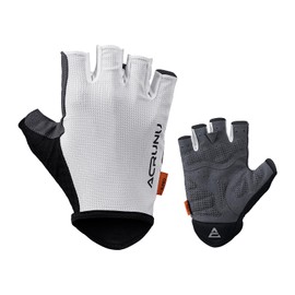 ACRUNU Bike Gloves for Men Women with Anti-Slip Shock-Absorbing Pad, Breathable Half-Finger Cycling Gloves (White, Large)