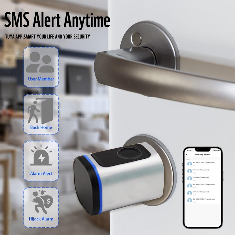 Intelligent Door Locks Fingerprint IC Card Key Cell Phone Application