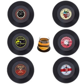 6 Pcs Retro Coasters Vinyl Record Coasters CD Coasters Anti-Heat Slip Drinks Coasters for Coffee Drink Tableware Non-Slip Coasters