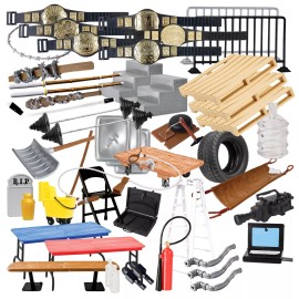 Figures Toy Company 50 Piece Accessory Starter Kit for WWE & AEW Wrestling Action Figures