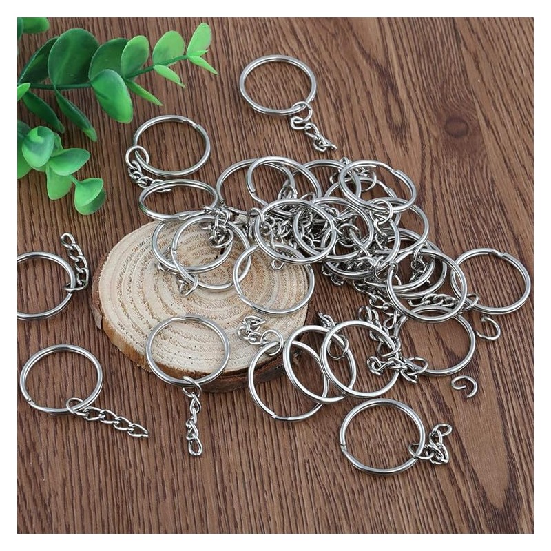 ZoloAJay 50Sets 1 inch Keychain Rings Silver Split Round Key