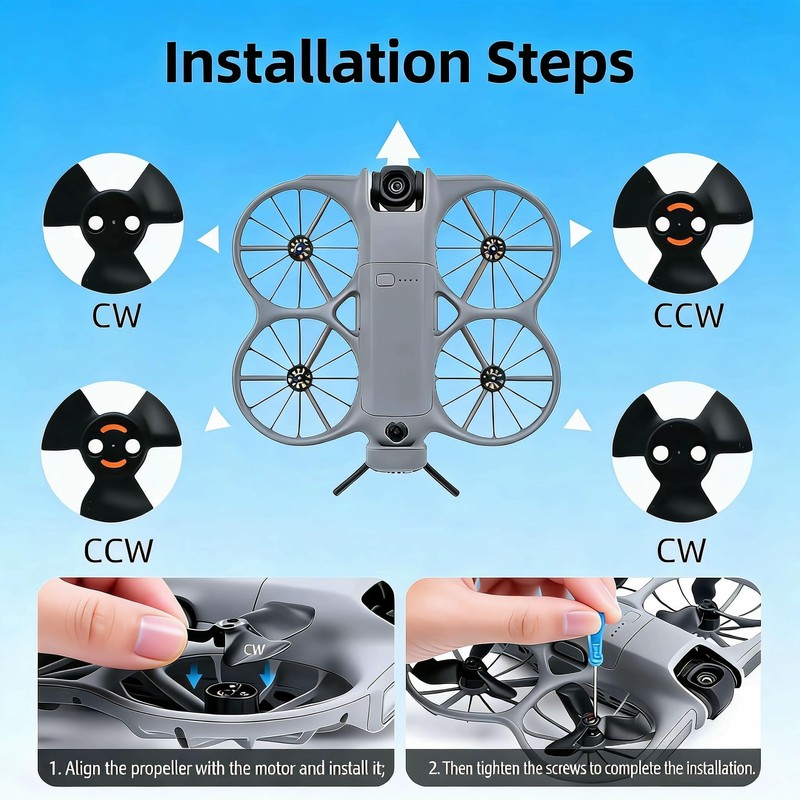 For DJI Neo 2 Propellers, 4 Precision Balanced Blades+ 2x