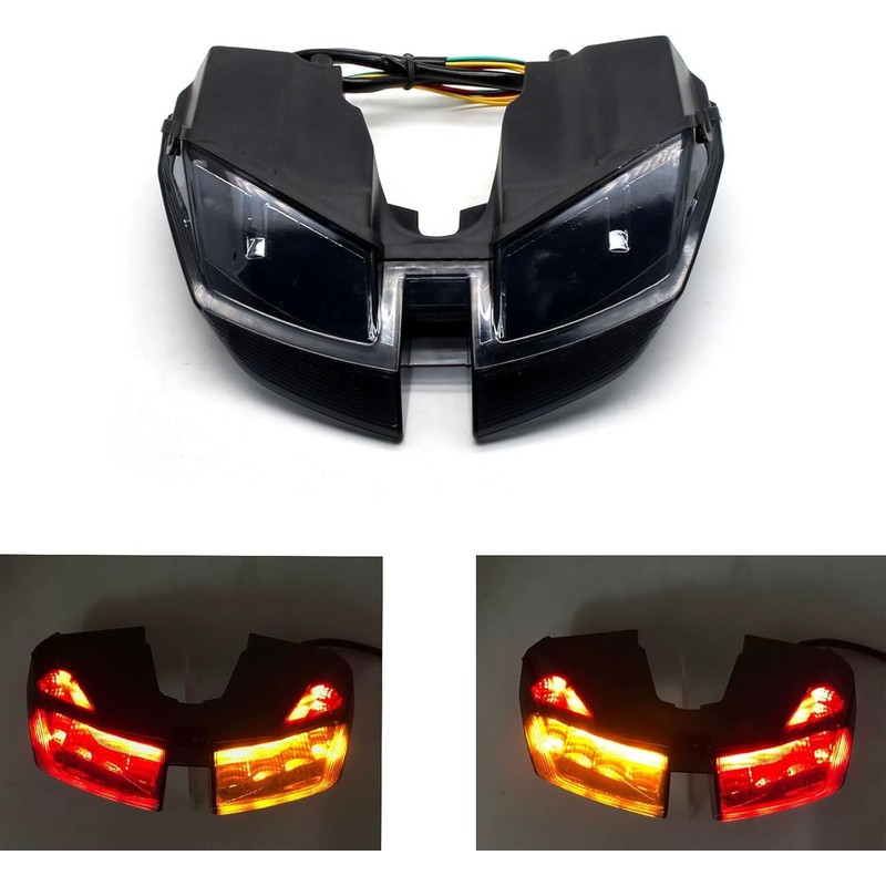 MZS Motorcycle LED Tail Light, Integrated Turn Signal Blinker Running