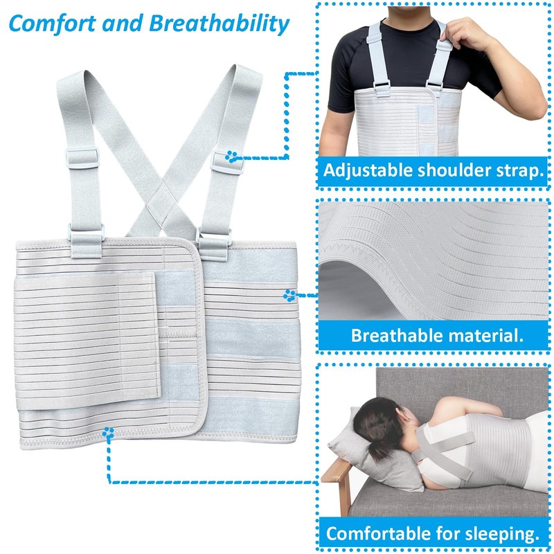 Rib Injury Chest Binder Brace for Cracked Ribs - Elastic