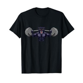 Panther Weight Lifting Body Builder Cartoon Character T-Shirt