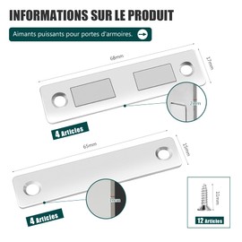 Dreamark Magnet, für Schranktüren, leistungsstark, 4 Stück, ultradünn, Magnetverschluss, für Küchenschrank, Schublade, Schrank, Schiebetür