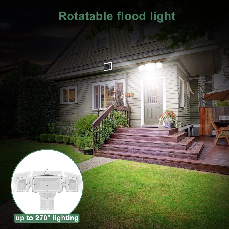 GLORIOUS-LITE Solar Security Lights 2400mAh LED Motion Sensor Light Outdoor,