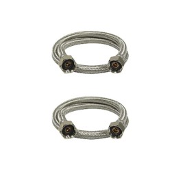 EZ-Fluid (2) 16" Water Supply Line,1/2" Fip x 1/2" Fip LF,Brass Nuts,Universal Stainless Steel Braided Faucet Water Supply Line Connector,Water Supply Hose Connector Lines For Kitchen,Bathroom