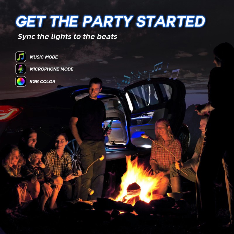 BEVINSEE 10M RGB 8 LED Car Interior Fiber Optical Strip