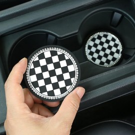 Creative Checkerboard Pattern Car Coaster, Anti-slip Car Cup Holder Coaster, Universal PVC Anti-slip Pad, Auto Interior Accessories Decorations