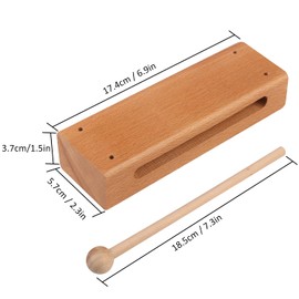 GNIEMCKIN Solid Wood Rhythm Block, Set of 2, Solid Wood Rhythm Block Musical Percussion Instrument Perfect for Rhythm Classes with 2 Pack of Mallet Solid Hardwood