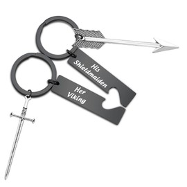 CENWA His and Hers Viking Keychain Set - Shieldmaiden & Viking - Black - Couple Gift - Unisex - Adults - Keychain
