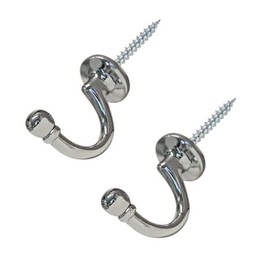 TERF® Traditional Type Polished Chrome Curtain Drapery Hold Back Tie Back Hooks Ball End Hooks Shower Window Wall Mounted Curtain Tie Back Screw for Keys Clothes Coat Hanger - Pack of 2