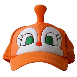 Tomokuni Co., Ltd. Dokin-chan Narikiri Mesh Cap, Cap, Hat, Dust, Awning, Sunshade, UV Protection, Cute, Cute, Kids, Kids, Girls, Boys, Characters, Anpanman Stickers Included, orange