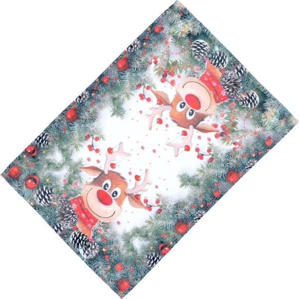 Raebel Table Runner Christmas Runner Blanket Elk Red Nose Tablecloth