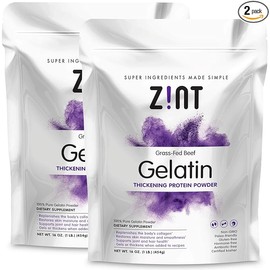 Zint Beef Gelatin Powder (16 oz, Pack of 2): Unflavored, Keto-Certified, Paleo-Friendly Protein for Baking & Thickening