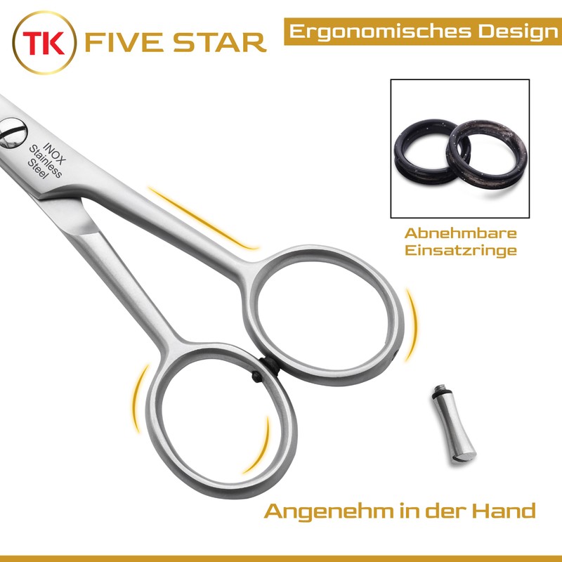 TK Five Star Professional 5 Inch Small Sharp Beard Scissors