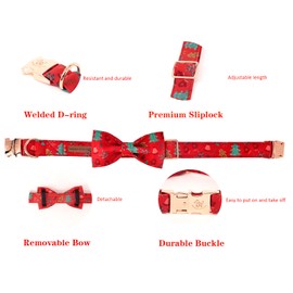 Elegant little tail Christmas Dog Collar, Puppy Collar, Dog Collar for Men or Women with Bowknot, Adjustable Soft Bow Tie, Dog Collars for Large Dogs