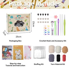Vurlexat Crochet Kits for Beginners, Crochet Hooks Set Knitting Kit Metal Crochet Hooks Knitting Accessories Tools, Cute Animals Needles Crochet Starter Kit(Cute-Rabbit Style)
