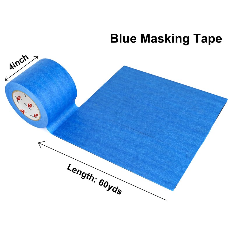BOMEI PACK Wide Blue Painters Tape 4 Inches x 60