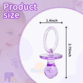 50 Pieces 2.75 Inch Baby Pacifier Baby Shower Plastic Pacifier for Baby Shower Pacifier, Baby Shower Gender Show Party Decoration DIY Baby Shower Birthday Party Gift (Purple)