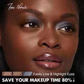 FOCALLURE 3 Pcs No Crease Eyeshadow Sticks,Shimmer & Matte Eye Shadow Crayon with Blending Brush,Smooth Cream Highlighter Pen,Long Lasting Eyes Brightener Stick Makeup,Terra Nebula