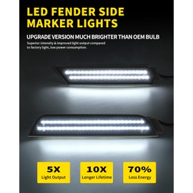 Asgohme LED Side Marker Lights Smoked Lens Bright White Front Rear Bumper Fender Marker Lamps Compatible with 2010 2011 2012 2013 2014 2015 Chevy Camaro, Pack of 4