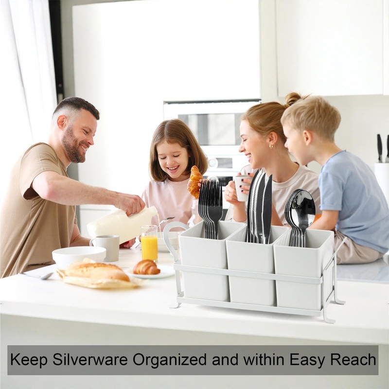 KAQAHIDO Utensil Caddy with Drain Holes, Cutlery Organizer for Kitchen