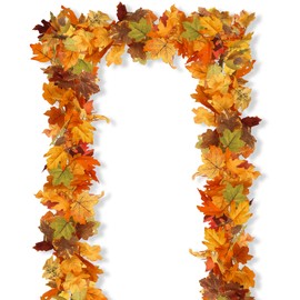 Herbstgirlande, 15 cm und 7 Blätter, hängende Reben, künstliche Herbstgirlande, Laubgirlande, Erntedankfest, Dekoration für Zuhause, Hochzeit, Kamin, Party, Weihnachten, 2 Stück