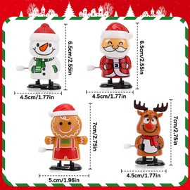 Norhogo Pack of 4 Christmas Wind Up Toys, Clock Movement Running and Jumping Toy, Wind Up Toy Christmas Children, Wind Up Gingerbread Men for Christmas Stockings and Gift Bag Fillers
