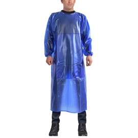 Long-Sleeve Smock with Elastic Cuffs - Acid Resistant Splash Chemical Suit, Reusable Coveralls (L-XXL, Royal Blue)