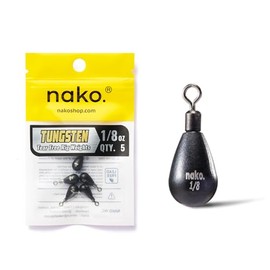 97% Density Tungsten Free Rig Tear Drop Shot Weights | 5 Pack | Round Eye Free Rig Weights - 1/8 oz