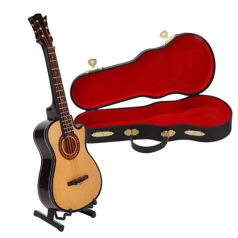 Minature Guitar Model Wooden Mini Musical Instrument Guitar Replica with