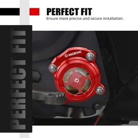 NICECNC Engine Oil Filter Cover Cap Transparent Oil Filter Cover Compatible with Honda CRF300L and CRF300L Rally 2021-2023, CRF250L and CRF250L Rally 2017-2021, CRF250L 2013-2016, Aluminum, CNC, Red