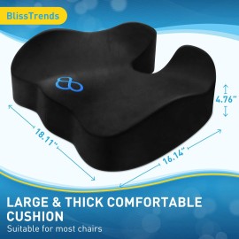 Blisstrends Seat Cushion,Thick Memory Foam Cushions for Office Chair, Car Seat, Airplane,...