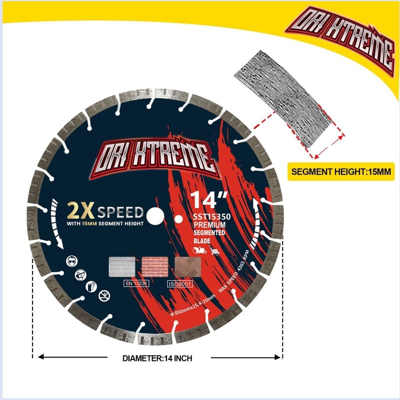ORIXTREME 14 Inch Diamond Concrete Saw Blade, Turbo Segmented General
