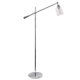 Elegant Desings LF1030-CHR Pivot Arm Glass Shade Floor Lamp, Chrome