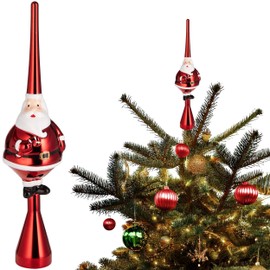 BRUBAKER Christmas Tree Topper Thick Santa - Shiny Christmas Tree Topper - 35 cm Large Tree Topper Santa Claus - Christmas Tree Topper - Christmas Tree Decoration Christmas - Christmas Tree Topper -