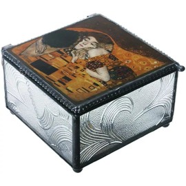 4 Inch Klimt - The Kiss Decoration Clear Glass Decoration Trinket Box