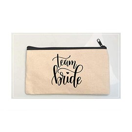 Bride, Bridesmaid Gift Makeup Bag, Custom Canvas Makeup Pouch, Mother of Bride, Maid of Honor Proposal Gift, Wedding Day Bridal Party Accessory, Bachelorette Party Favor (Model 10)