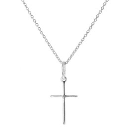 Plain Light Sterling Silver Cross Pendant on 22 Inches Chain